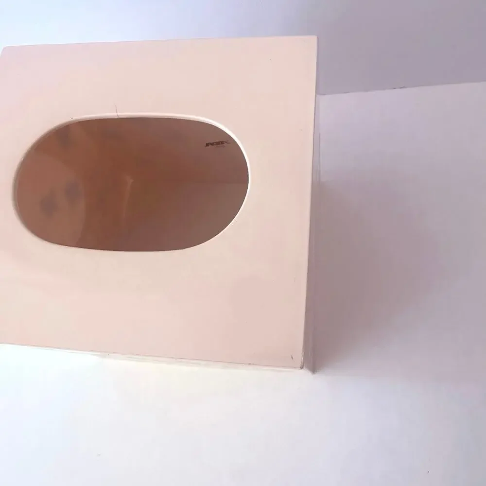Vintage Plastic Tissue Box Cover Pink Peach Raised Orange White Flowers Japan 5”
